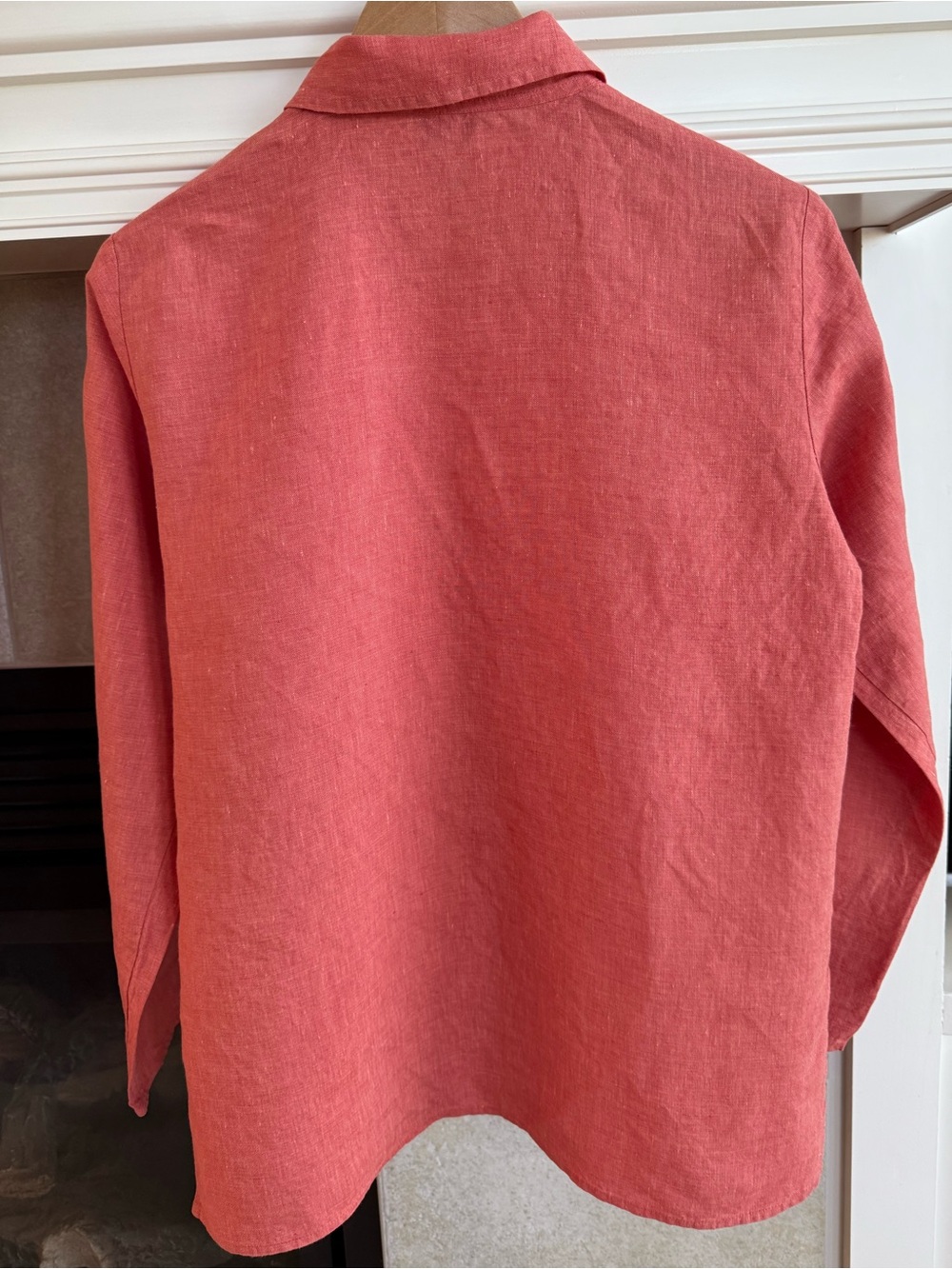 Eileen Fisher Coral Linen Button-Up Top and Skirt Set - Picture 4 of 11